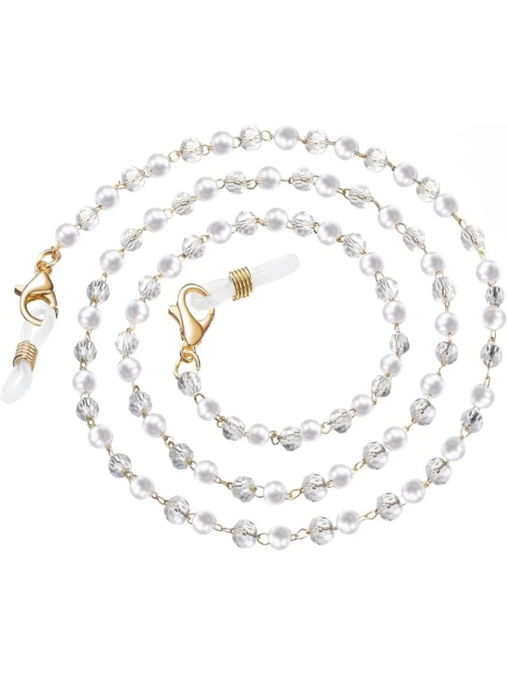 Crystal Beaded Eyeglass Lanyard with Pearl - Stylish Sunglasses Chain for Women